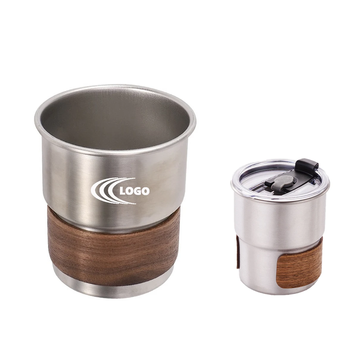 Stainless Steel Cup With Wooden Sleeve 1