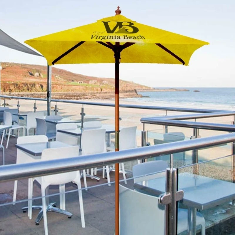 Solanto™ Market Umbrella Square Wood 4 Ribs, Dye-Sublimation, Full Bleed, 4' 1