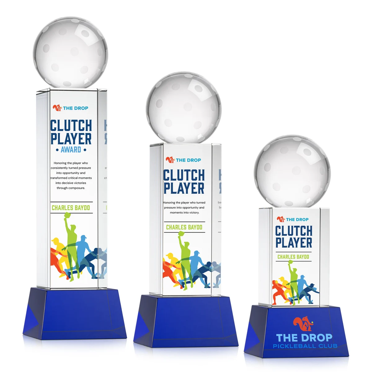 Pickleball VividPrint™ Award on Belcroft Base - Blue 1