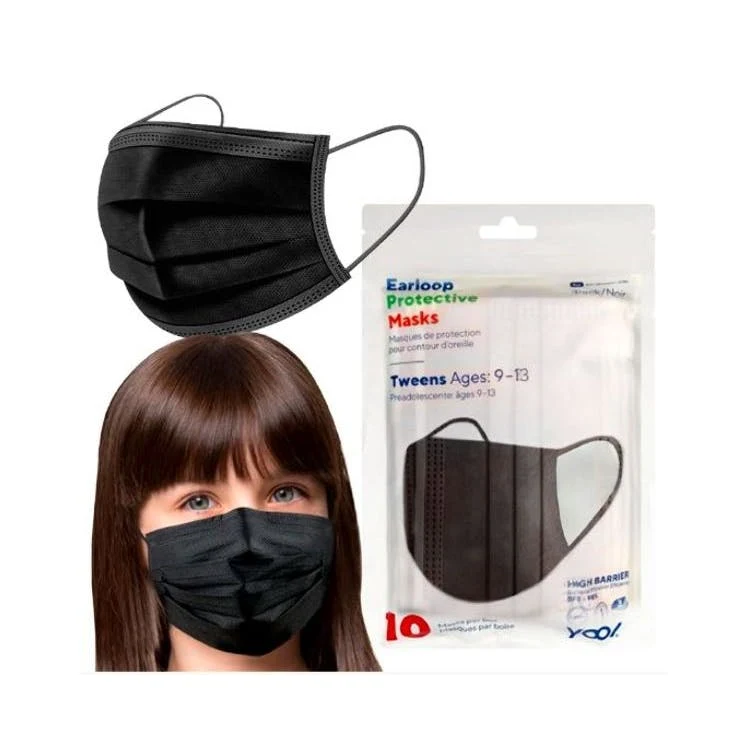 Kids' Disposable Face Masks - Black 10 Pack 3-Ply 1