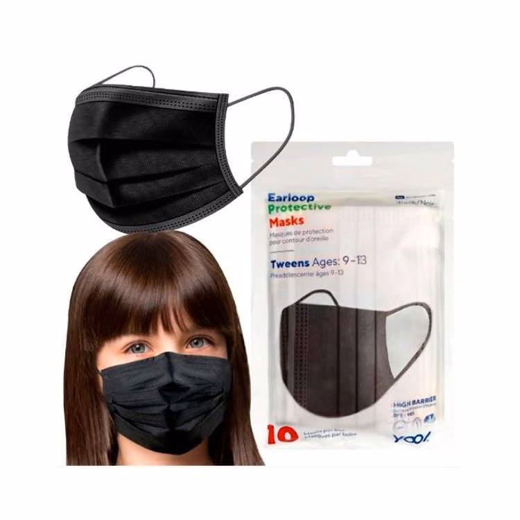 Kids' Disposable Face Masks - Black 10 Pack 3-Ply