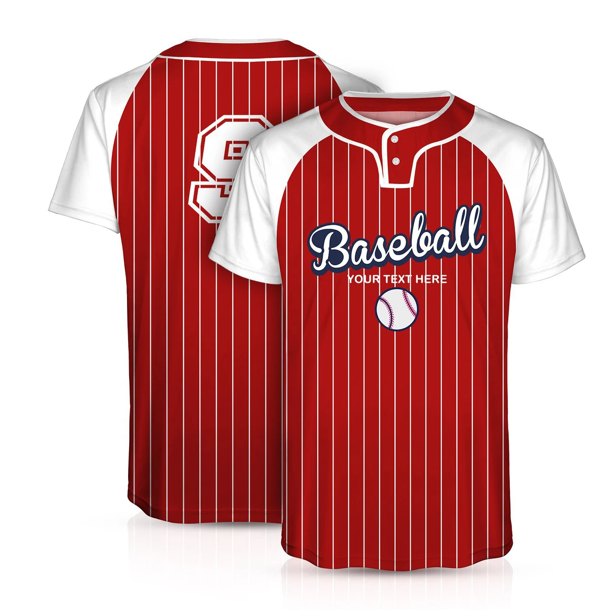 Custom 2-Button Front Baseball Jersey (Full Color Dye Sublimated) 1