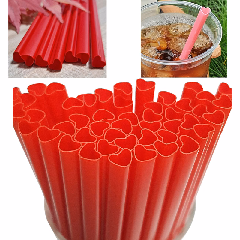 8 1/4 Inches Heart Shaped Disposable Drinking Cute Straw