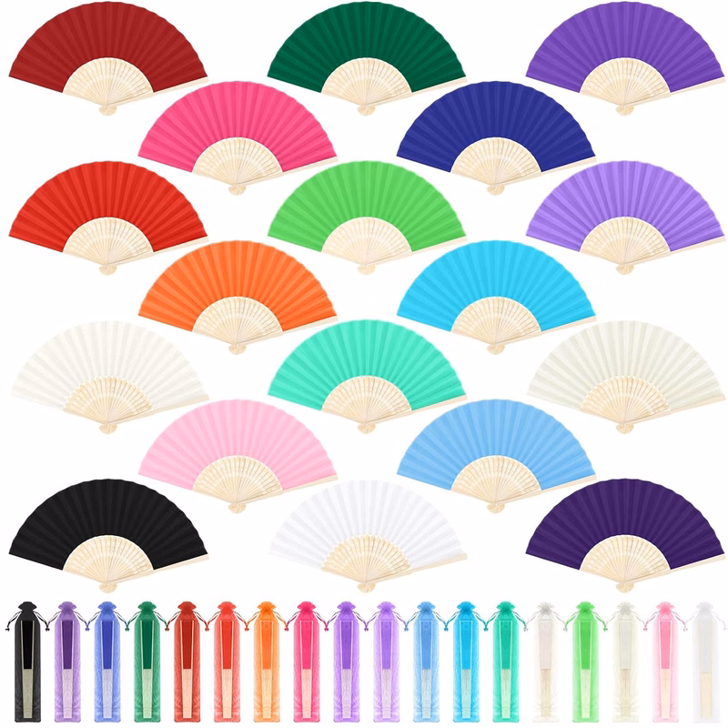 Full Color Handheld Paper Folded Bamboo Fan