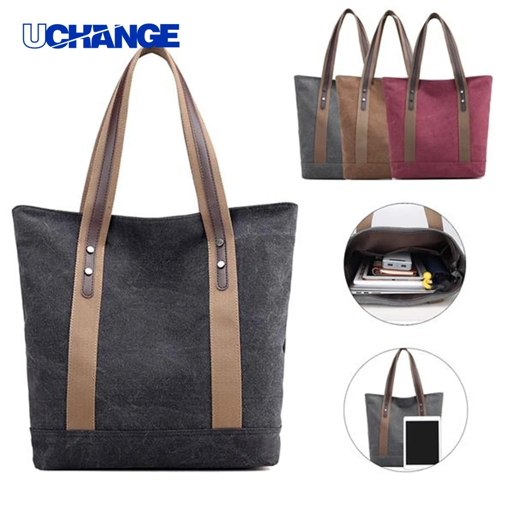 Vintage Canvas Handle Tote Bag for Women, custom tote bag with logo imprint 1