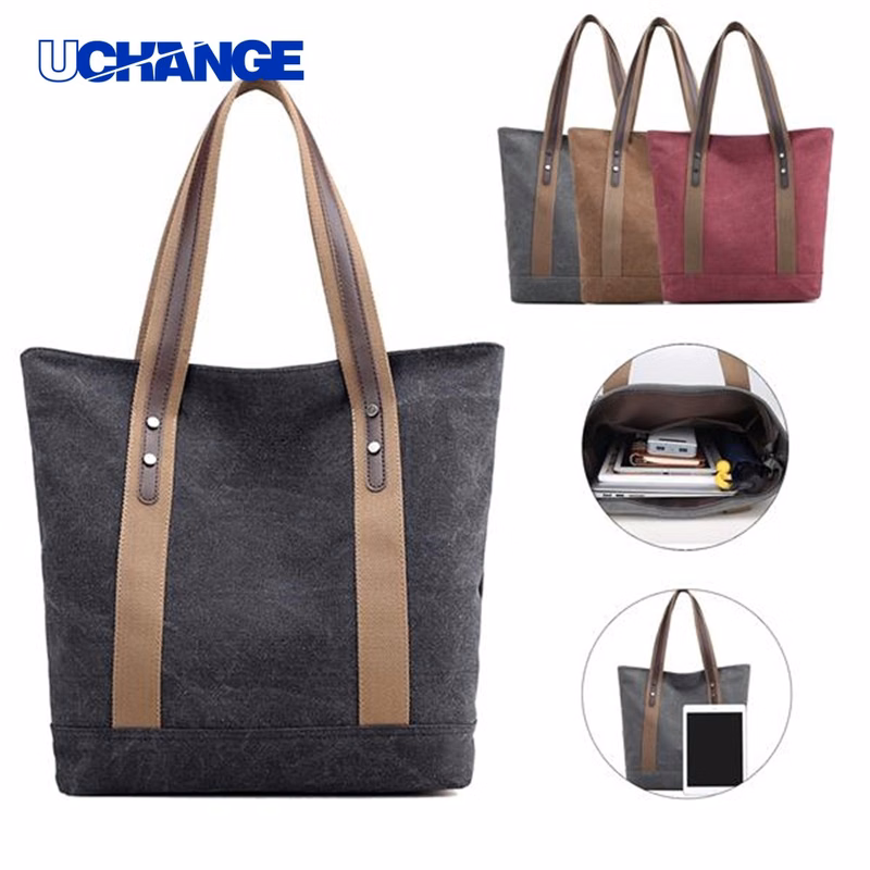 Vintage Canvas Handle Tote Bag for Women