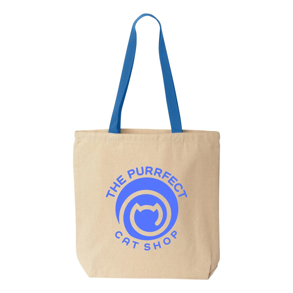 Natural Tote with Contrast-Color Handles, custom tote bag with logo imprint 1