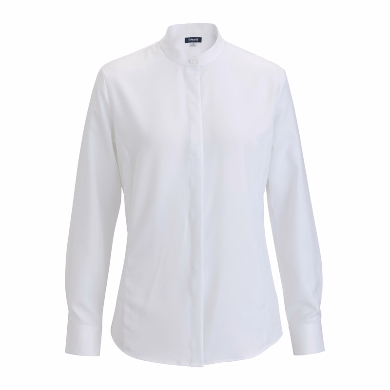 Flexbatiste Banded Collar Long Sleeve Ladies Shirt