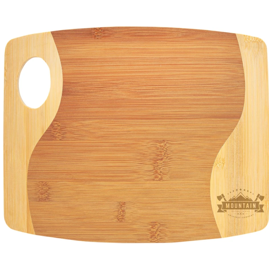 9" x 11" x 5/16" Bamboo Two Tone Cutting Board with Handle 1