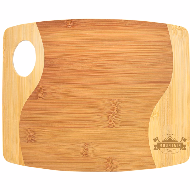 9" x 11" x 5/16" Bamboo Two Tone Cutting Board with Handle
