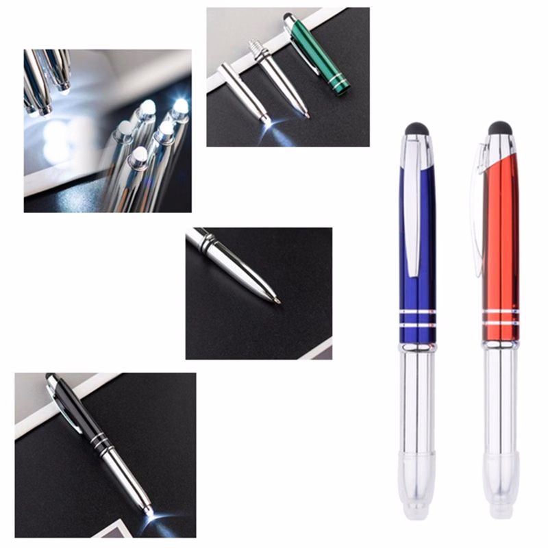 Metal Ballpoint Pen W/ Stylus & Flashlight