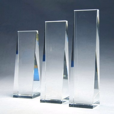 Up-Right Standing Crystal Trophy - Large Size
