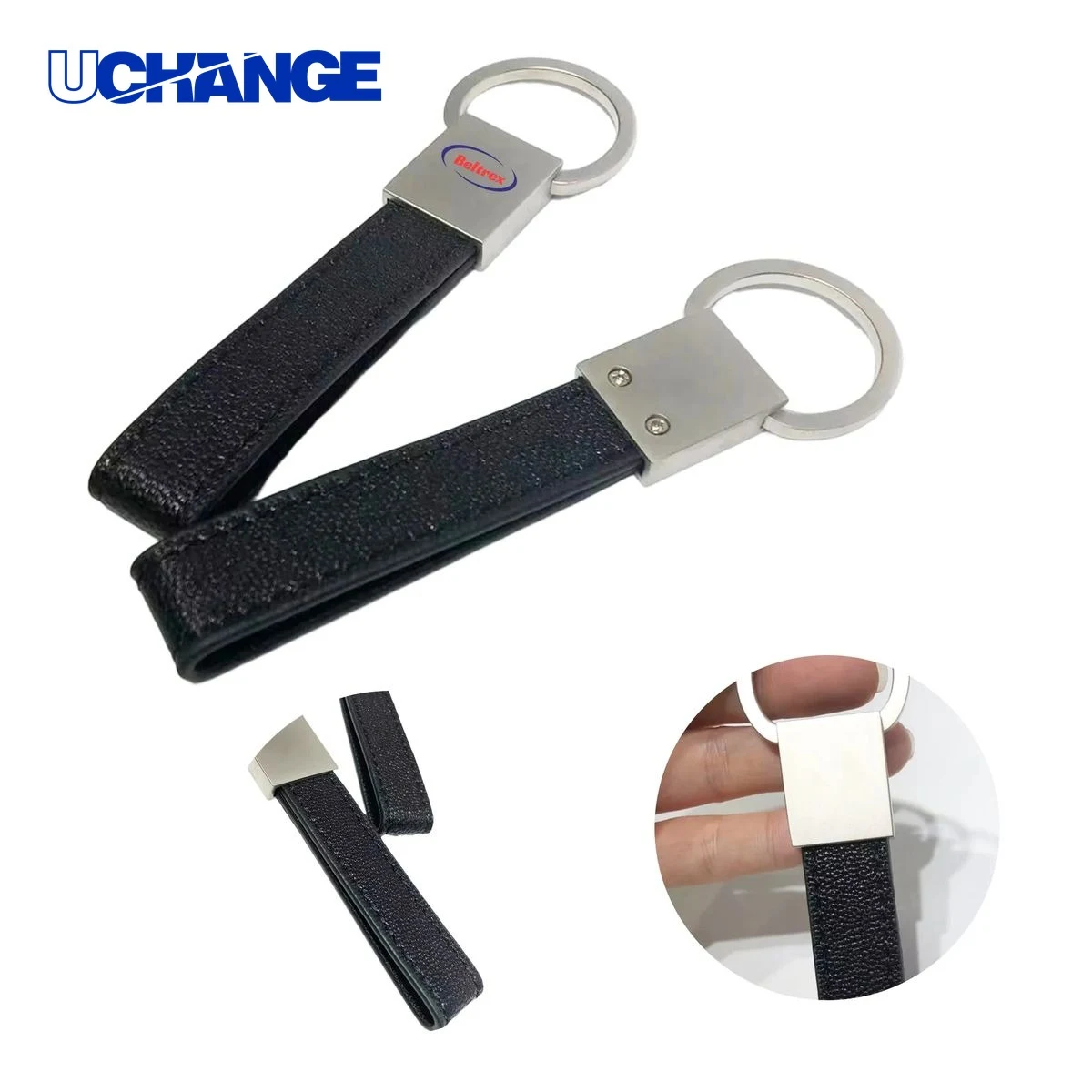 PU Leather Pull Ring Keychain Accessory with Zinc Alloy Hardware 1