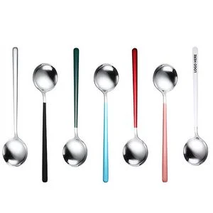 7.67 Inch Dual Color Silver Spoon With Round Head 1