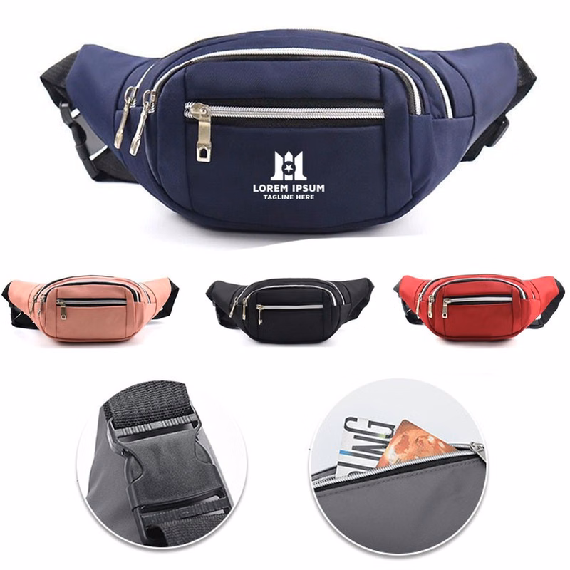 Oxford Cloth Fanny Pack with Adjustable Strap and Multiple Pocket