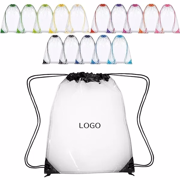 Transparent PVC Drawstring Pouch with See-Through Bag
