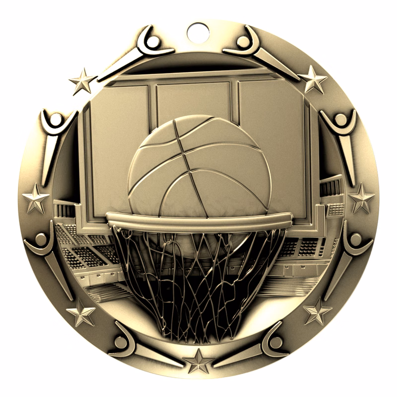 Basketball World Class Medallion (3")