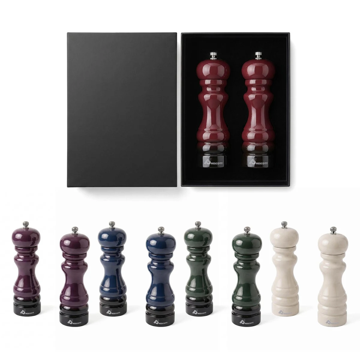 Prescott Oak Wood Salt And Pepper Mill Set 1