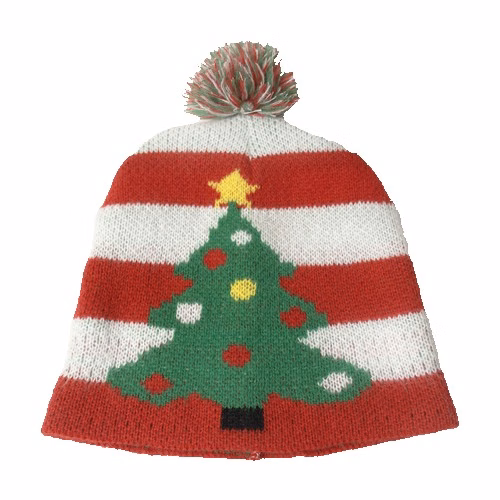 Christmas Pattern Beanie with Pom Pom and Custom Logo