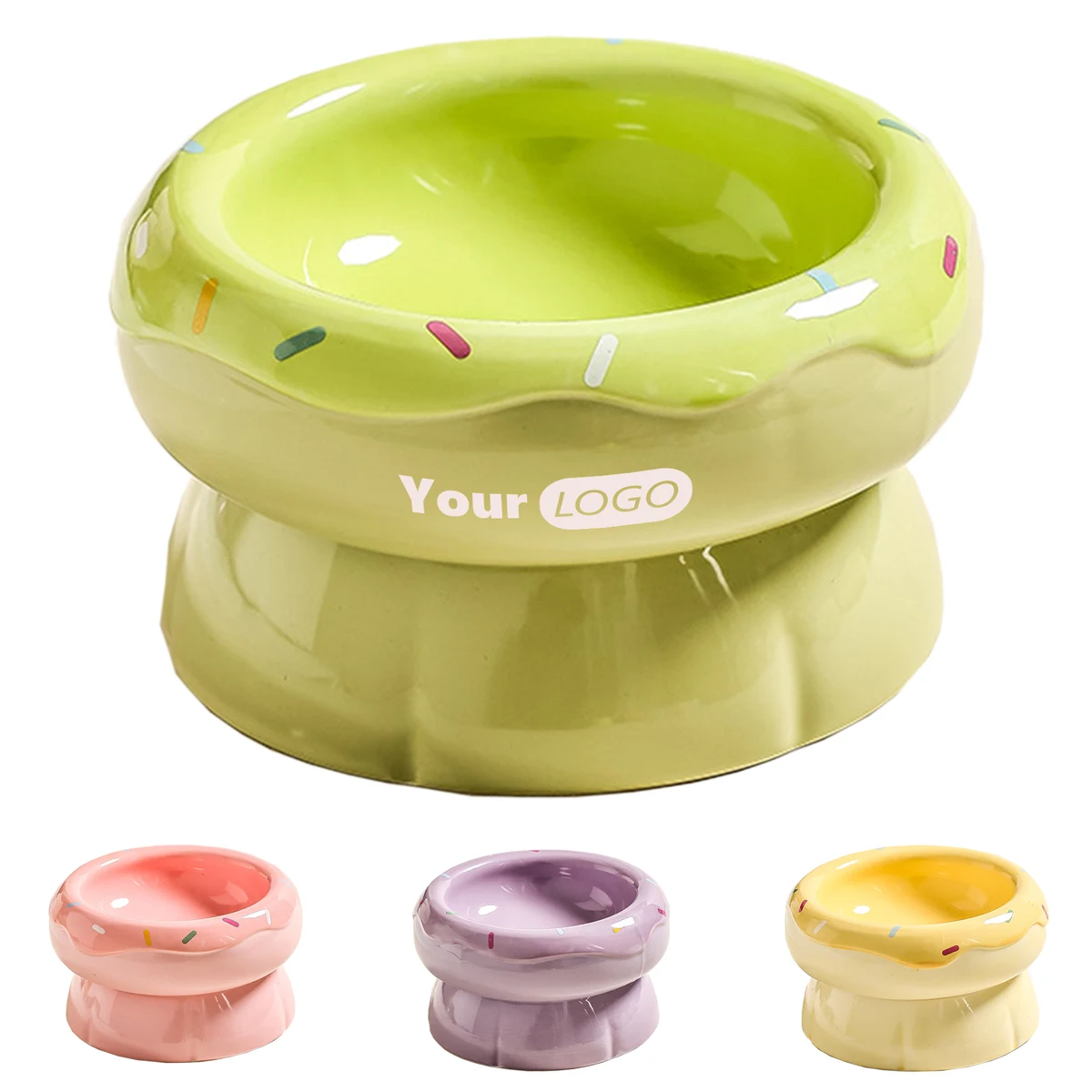 Ceramic Slanted Pet Double Bowl 1