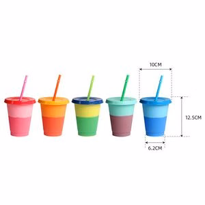 Handy 16oz Plastic Color Changing Cup With Straw