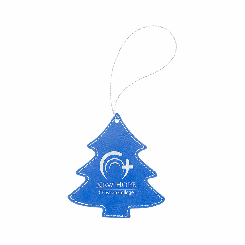Blue/Silver Leatherette Tree Ornament
