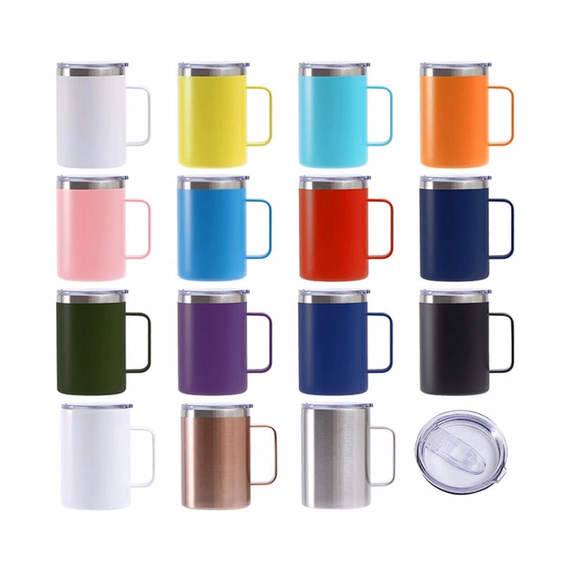 16 Oz. Vacuum Stainless Steel Coffee Mug with Handle & Lid