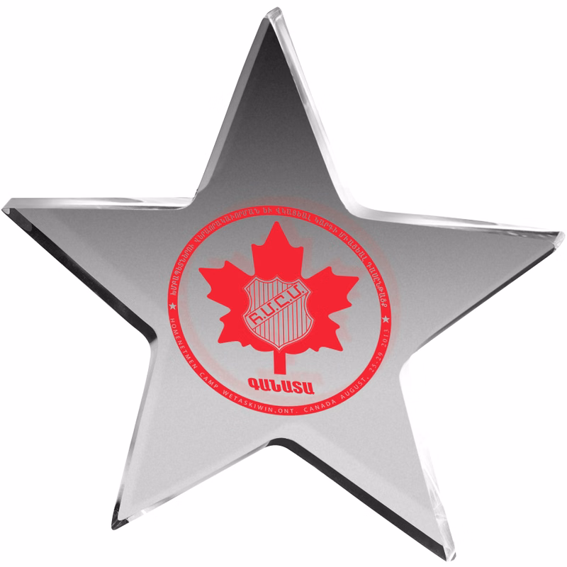 Clear Star Acrylic Paper Weight (5"x 5"x 3/8") Screen-Printed