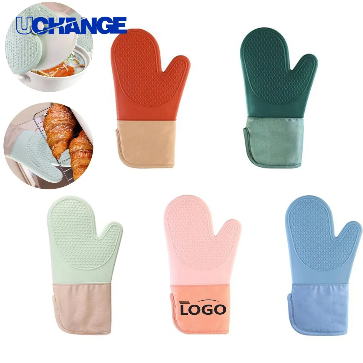 Thickened Lengthened Silicone Oven Mitt for Safety 1