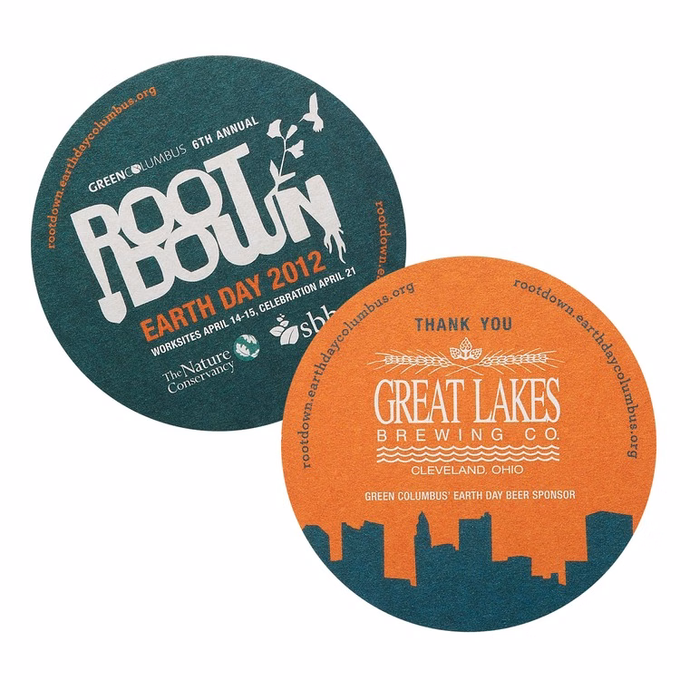 55-60 Point. 4" Pulp Board Coaster - Round or Square