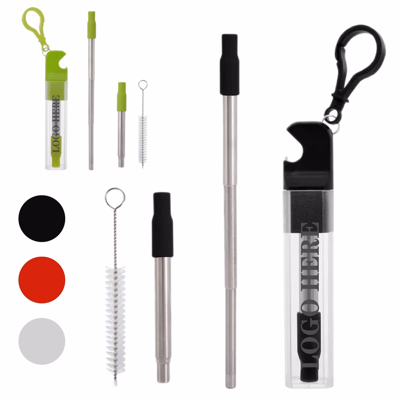 Carabiner Straw Kit with Bottle Opener