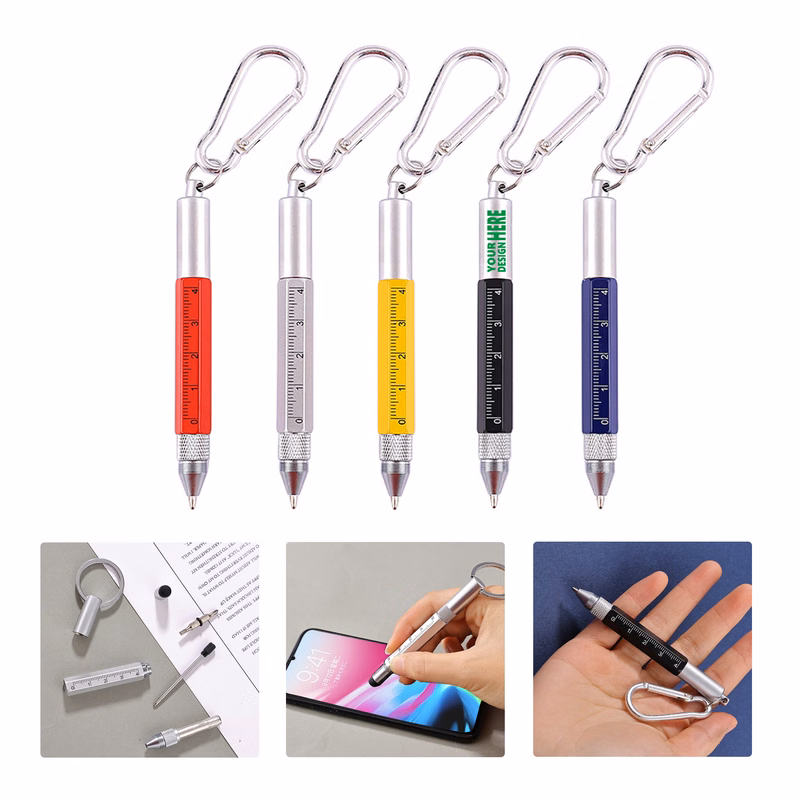 MOQ 50 Multifunctional Keychain Tool Pen with Ruler and Bottle Opener