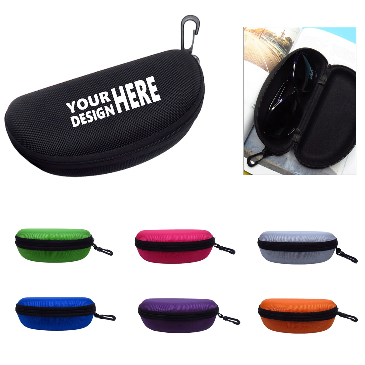 Travel EVA Hard Case with Zipper & Clip – Portable for Sunglasses 1