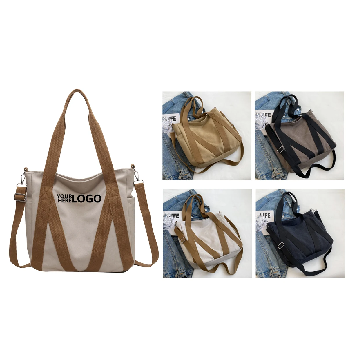 16oz Retro Canvas Shoulder Tote 1