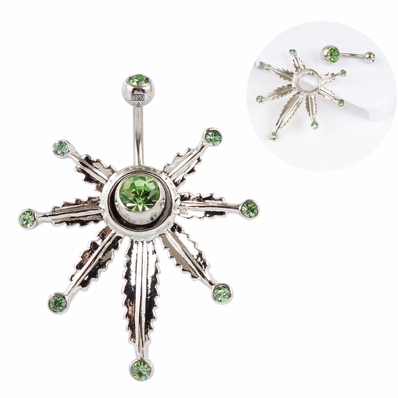 Stainless Steel Sun Gemstone Belly Rings