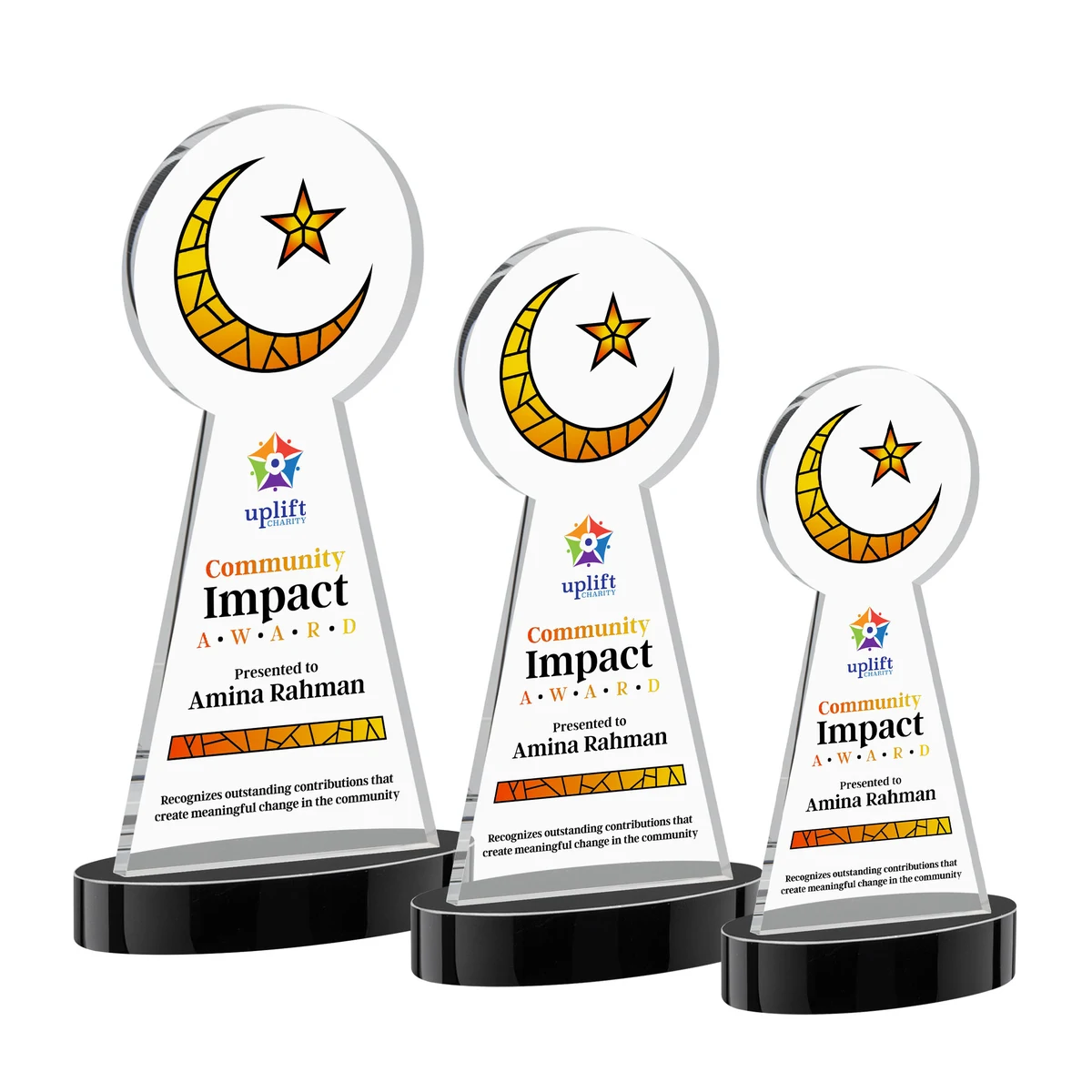 Crescent & Star VividPrint™ Award on Alberton Base - Black 1