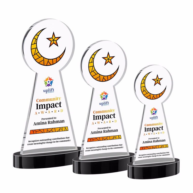 Crescent & Star VividPrint™ Award on Alberton Base - Black