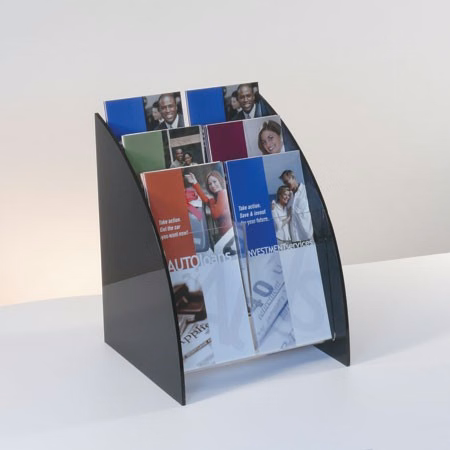 Countertop Brochure Hlder with Curved Sides, 3-Tier 6-Pocket