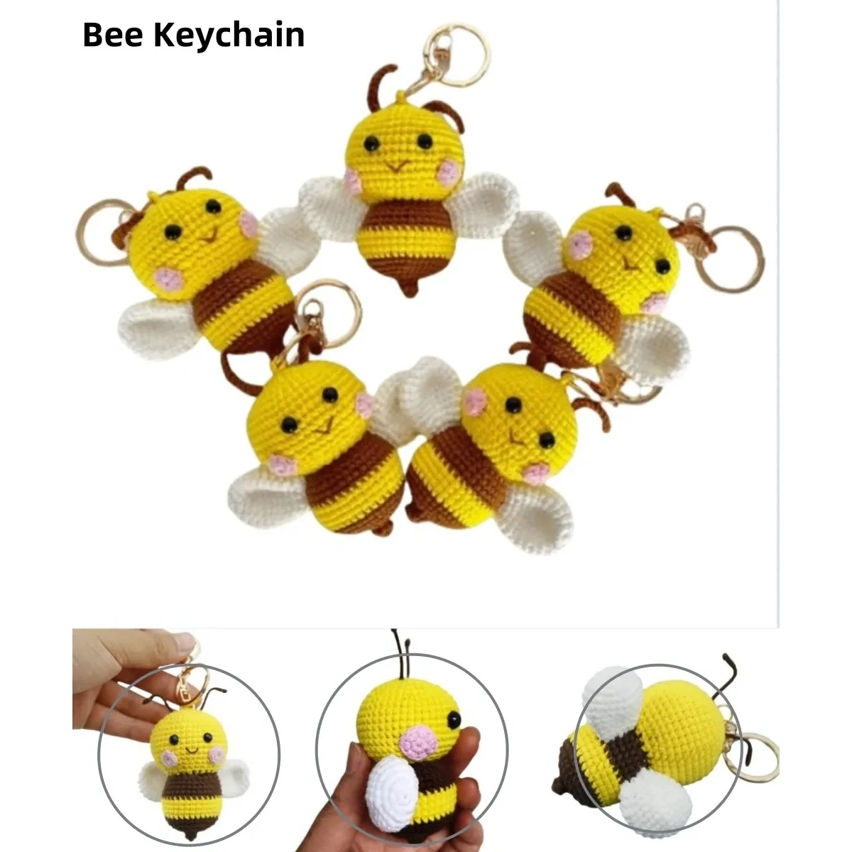 Handmade Crochet Bee Keychain 1