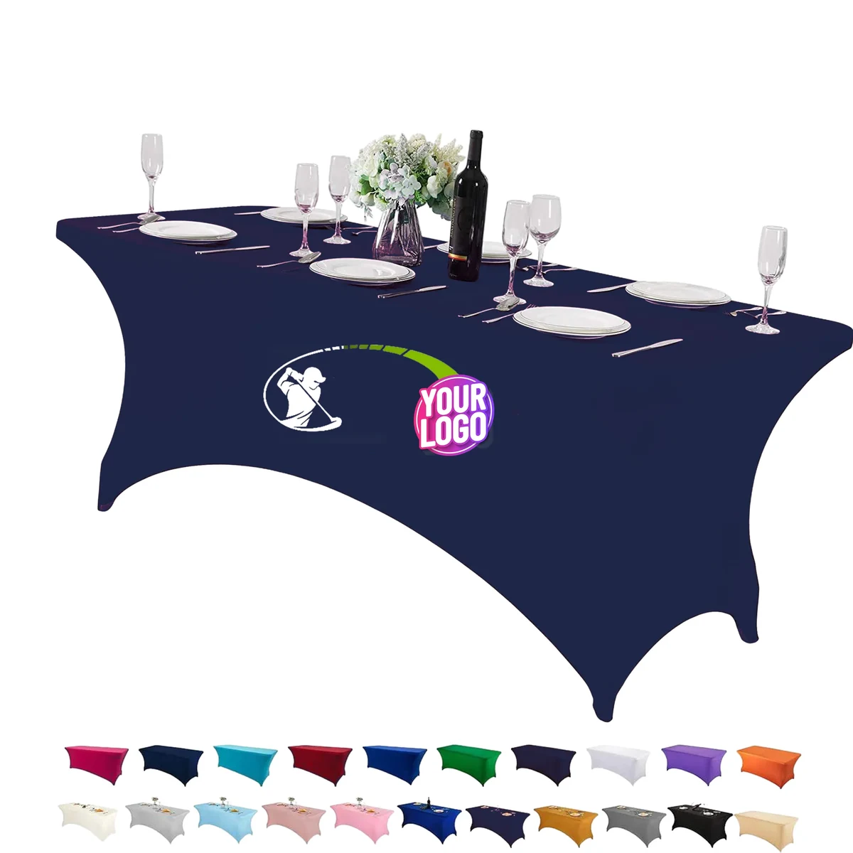 6FT Full Color Stretch Polyester Table Cover 1