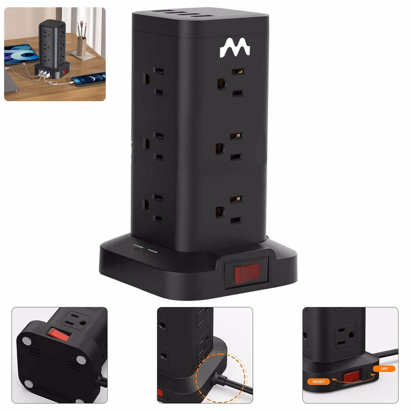 12 AC 4 USB Ports Power Strip