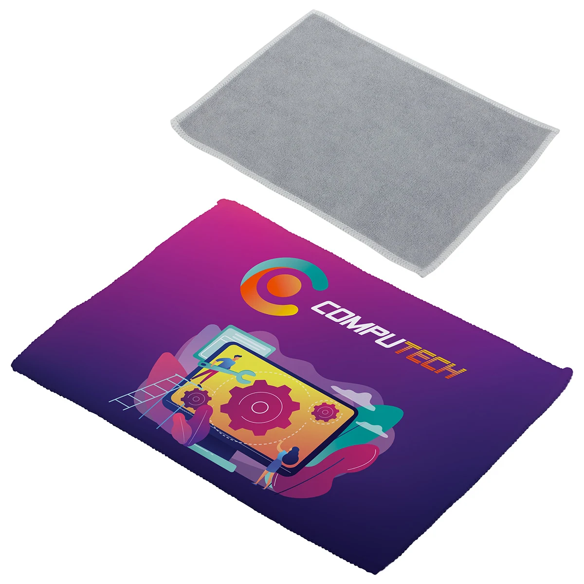 Quick Clean 5" x 7-1/8" Dual Sided Microfiber Cloth - Full Color 1