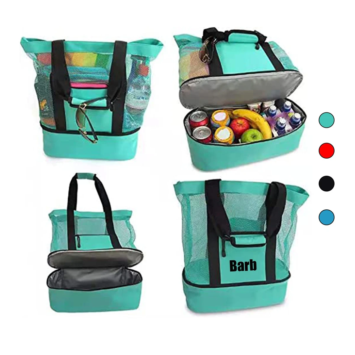 Mesh Beach Bag Tote with Insulated Cooler, custom tote bag with logo imprint 1