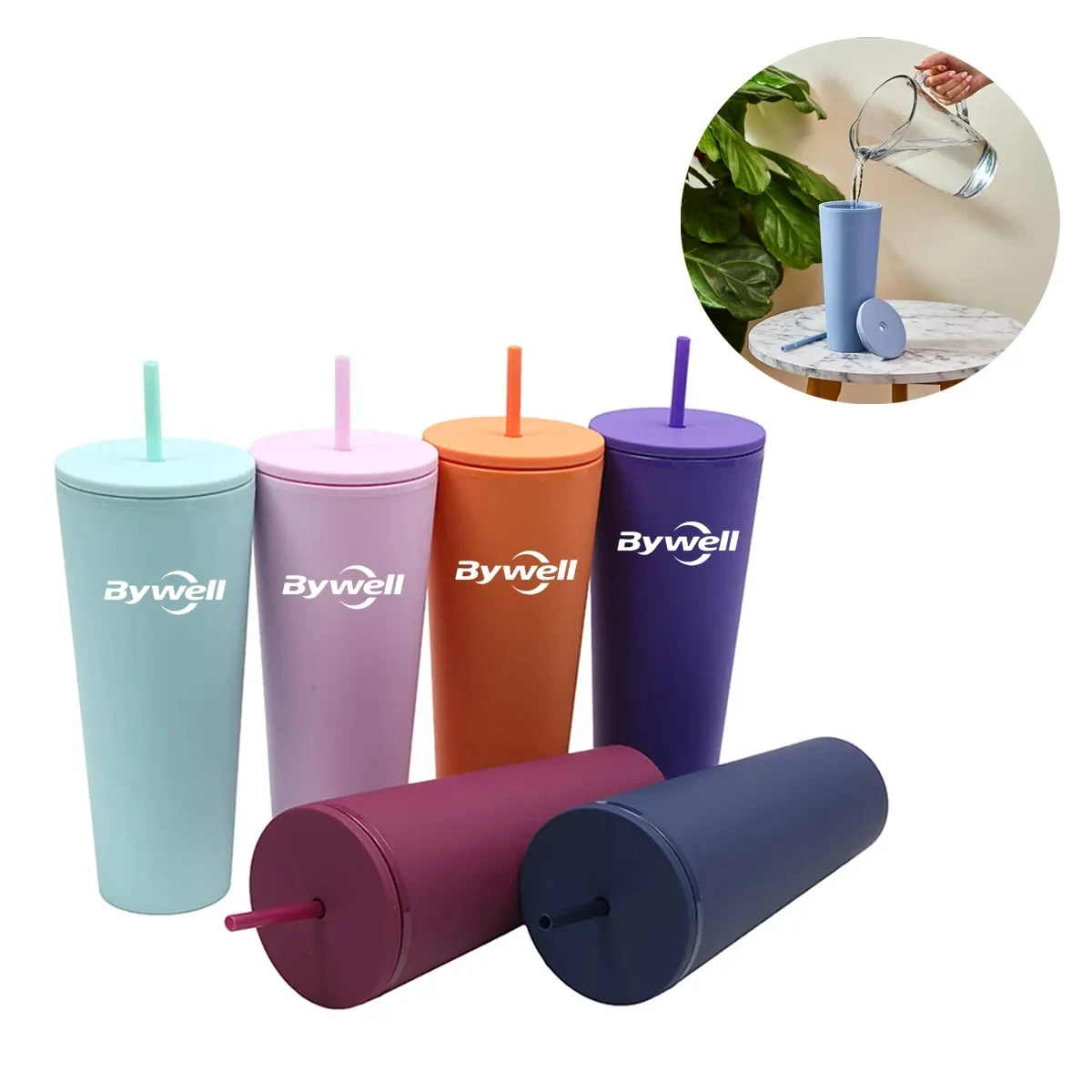 26OZ Plastic Tumbler Iced Cup With Straw 1