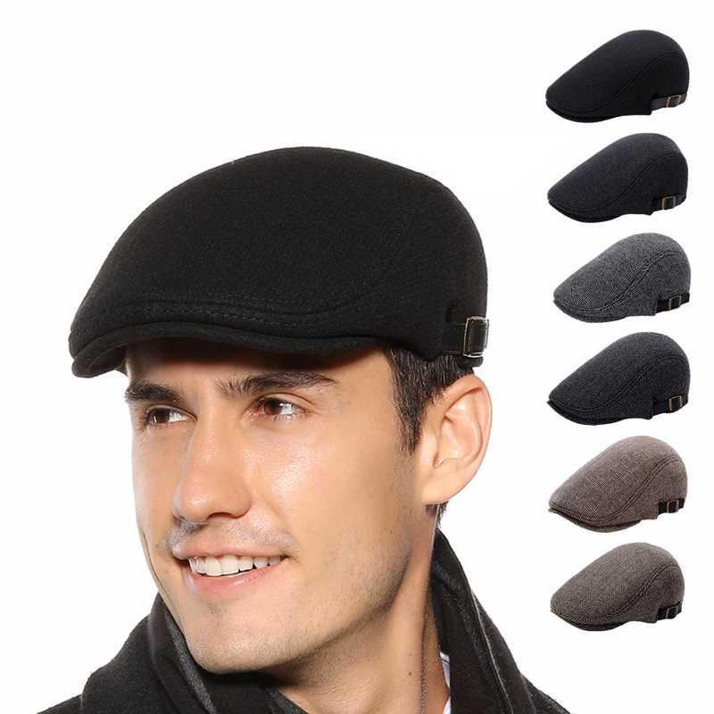 Men Woolen Beret Flat Ivy Cap Painter Newsboy Hat