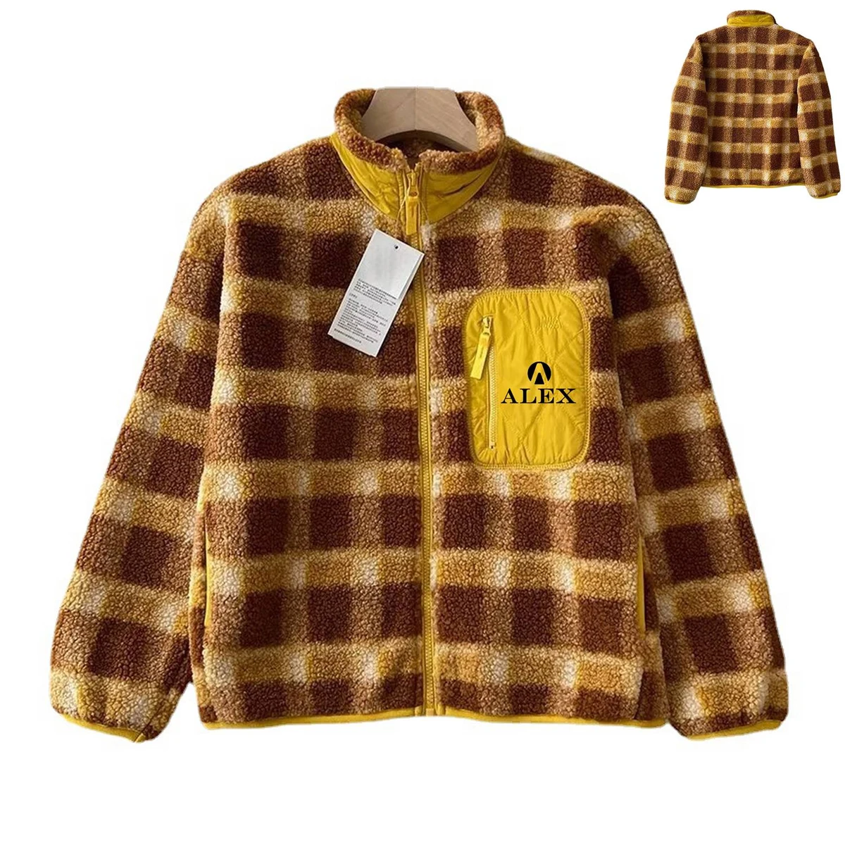 Spring Loose Standing Collar Windproof Lamb Fleece Overcoat 1
