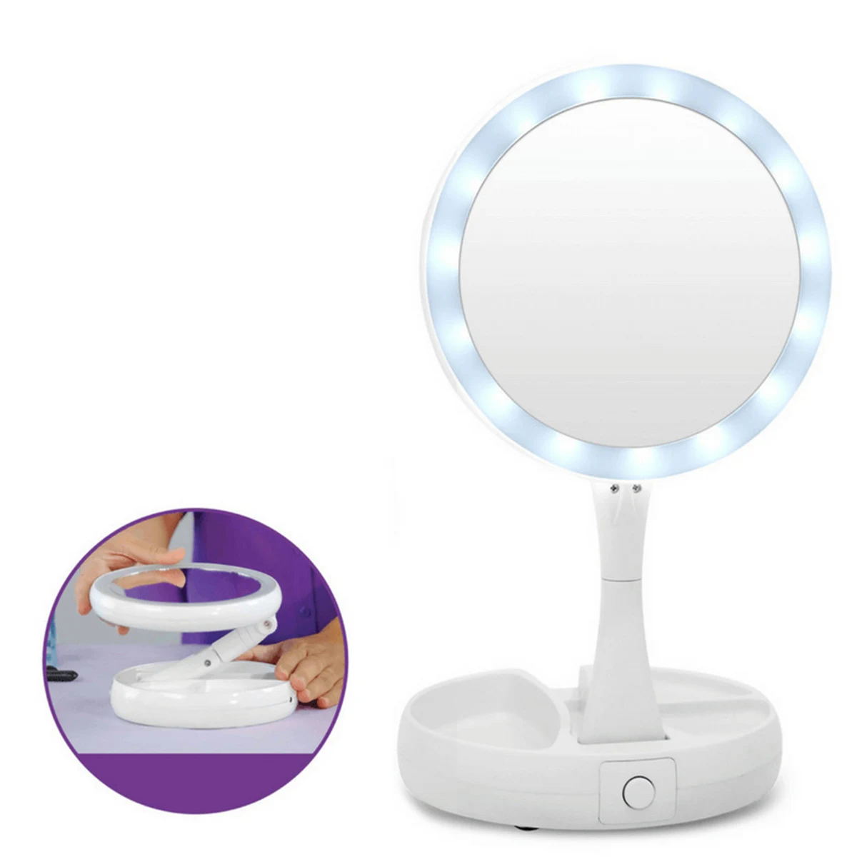 Led Lighted Folding Travel Makeup Mirror 1