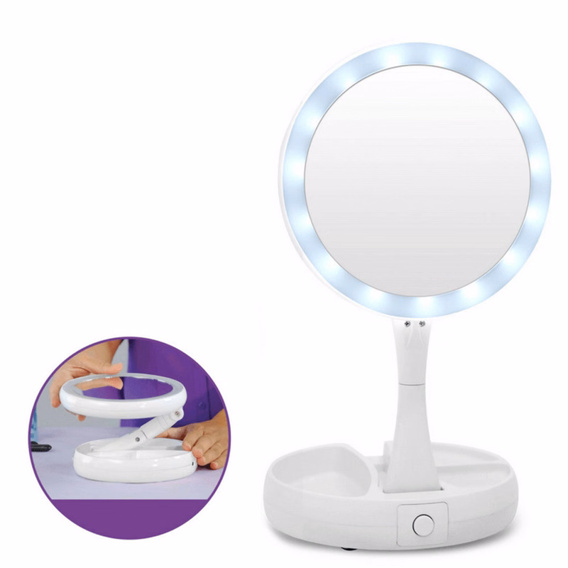 Led Lighted Folding Travel Makeup Mirror