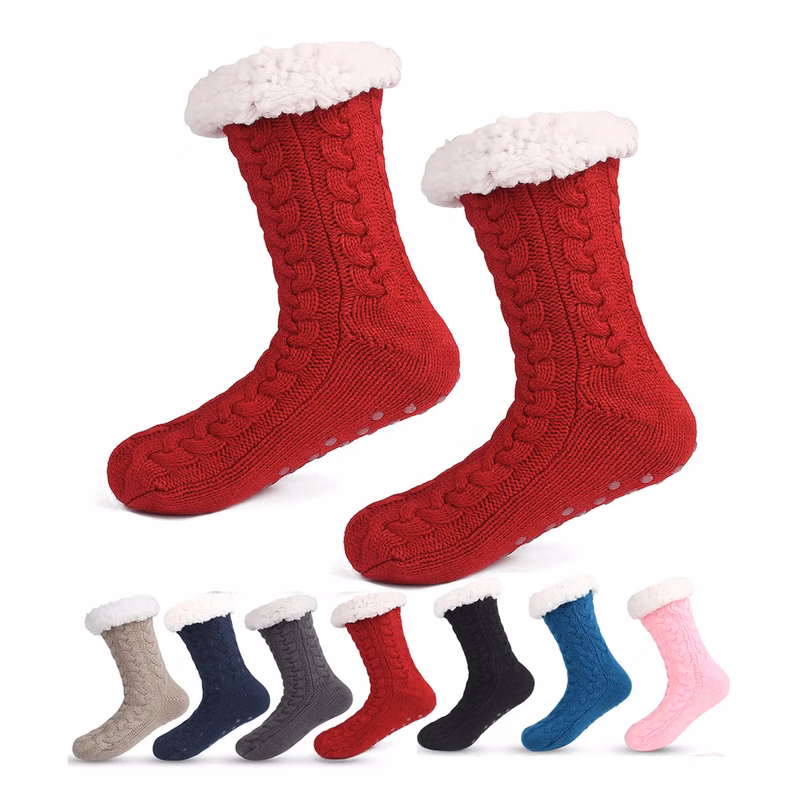 Cozy Fuzzy Fleeced Lined Socks With Grippers