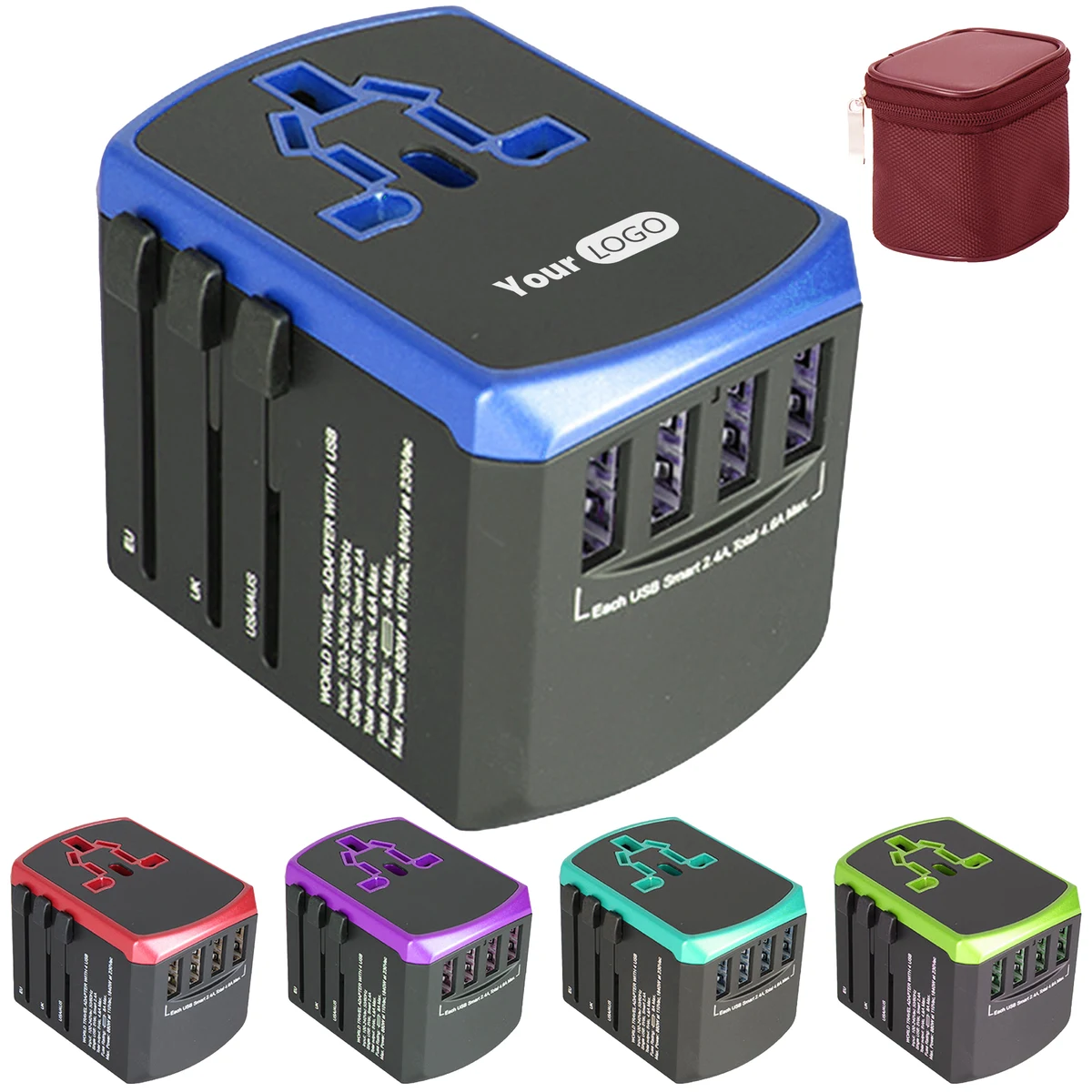 Plastic All-In-One Travel Adapter Plug With Usb 1